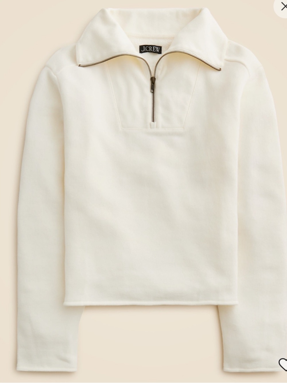 NWT J.Crew Heritage Terry Quarter-Zip Sweatshirt Ivory XS